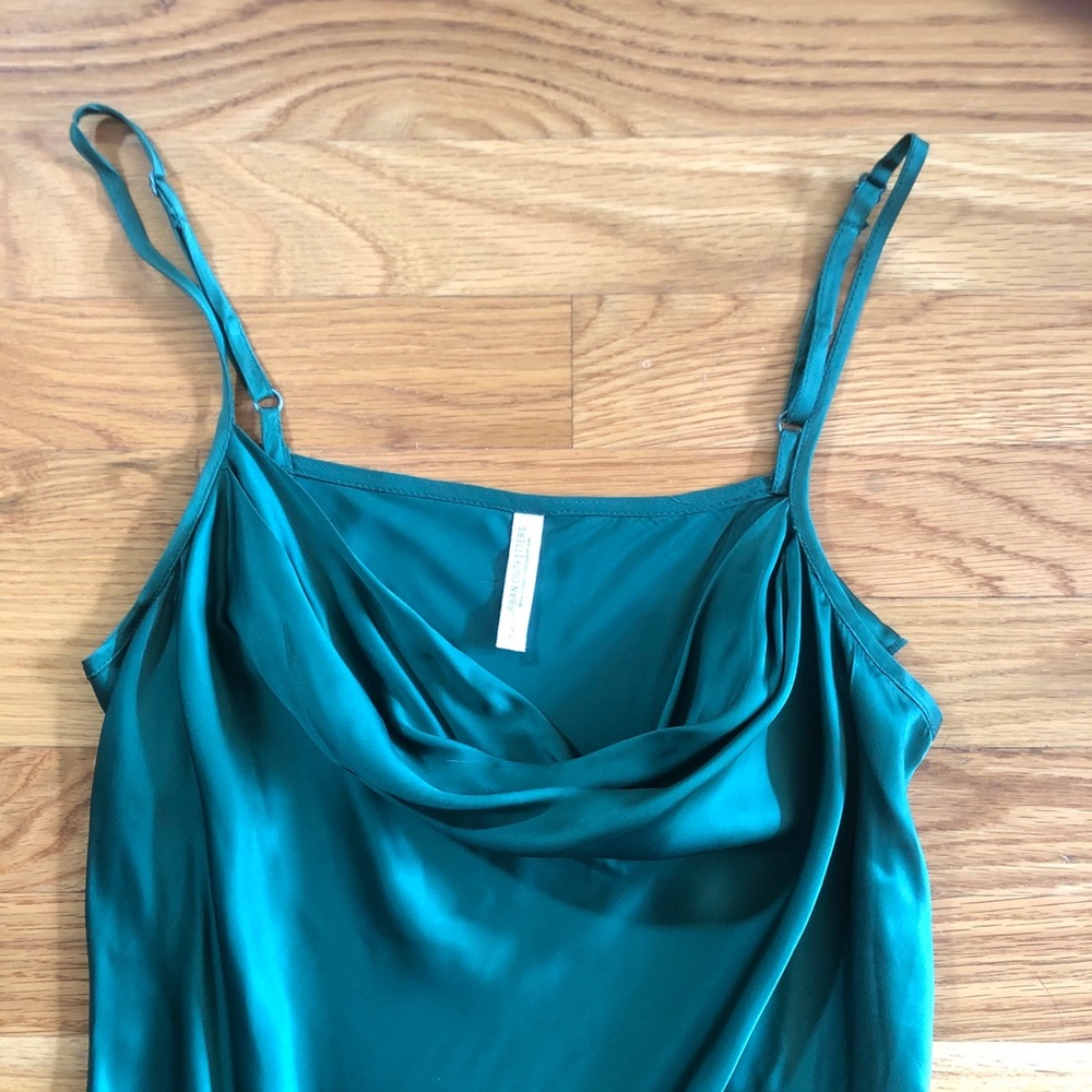 Emerald Green Silk Dress with Cowl Neck